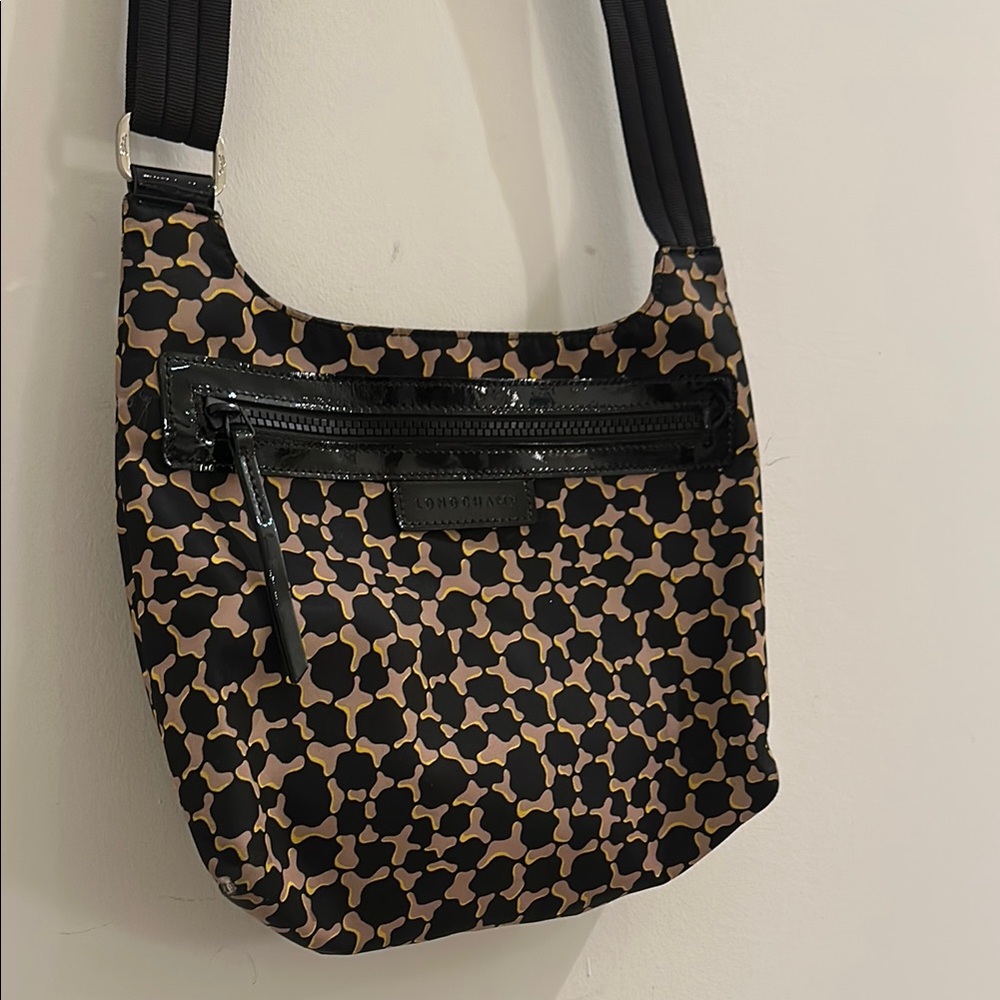 Longchamp Black and Tan Crossbody Bag